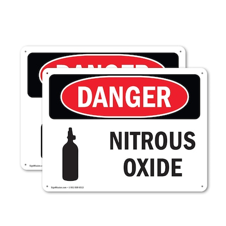 Signmission Nitrous Oxide Danger Sign, Plastic, 10in W x 7in L, 2PK OS-2PACK-DS-P-710-L-1937